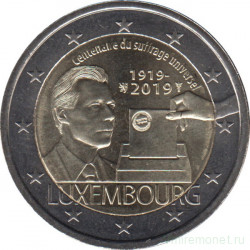 Монета. Люксембург. 2 евро 2019 год. 100 лет всеобщему избирательному праву в Люксембурге.