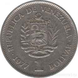 Монета. Венесуэла. 1 боливар 1977 год.