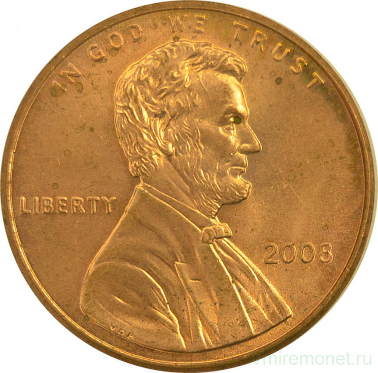 Монета. США. 1 цент 2008 год.