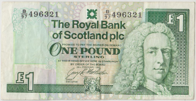 Банкнота. Великобритания. Шотландия. 1 фунт 1993 год. Тип 351c.