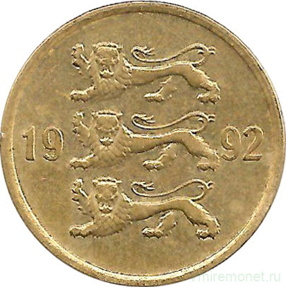 Монета. Эстония. 10 сентов 1992 год.