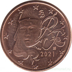 Монета. Франция. 1 цент 2021 год.