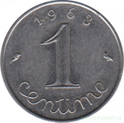 Монета. Франция. 1 сантим 1963 год.