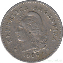 Монета. Аргентина. 10 сентаво 1906 год.