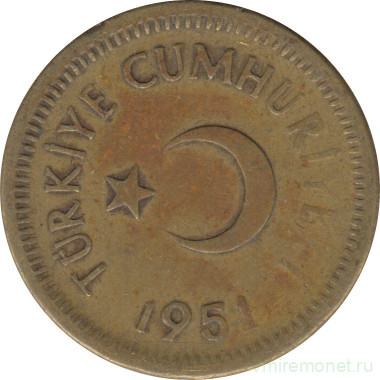 Монета. Турция. 5 курушей 1951 год.