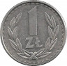 Аверс.Монета. Польша. 1 злотый 1986 год.