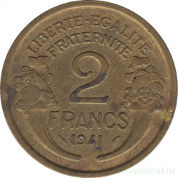 Монета. Франция. 2 франка 1941 год. Алюминиевая бронза.
