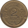  Монета. Франция. 2 франка 1941 год. Алюминиевая бронза. ав.