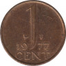 Монета. Нидерланды. 1 цент 1977 год. ав.