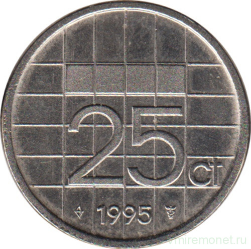 Монета. Нидерланды. 25 центов 1995 год.