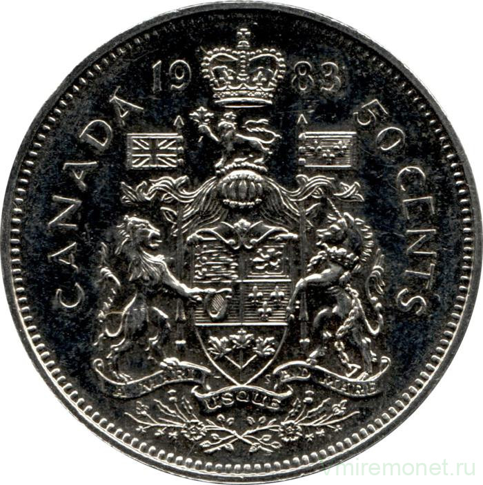 Монета. Канада. 50 центов 1983 год.