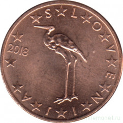 Монета. Словения. 1 цент 2018 год.