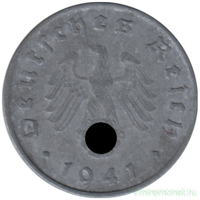 Монета. Германия. Третий Рейх. 10 рейхспфеннигов 1941 год. Монетный двор - Карлсруэ (G).