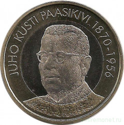 Монета. Финляндия. 5 евро 2017 год. Президент Финляндии Урхо Кусти Паасикиви.