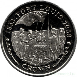 Монета. Фолклендские острова. 1 крона 2008 год. 175 лет Порт-Луи.