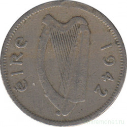 Монета. Ирландия. 3 пенса 1942 год.
