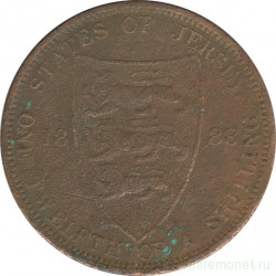 Монета. Великобритания. Джерси. 1/12 шиллинга 1888 год.