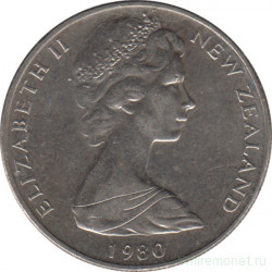 Монета. Новая Зеландия. 10 центов 1980 год.