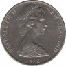 Монета. Новая Зеландия. 10 центов 1980 год. ав.