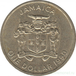 Монета. Ямайка. 1 доллар 1990 год.