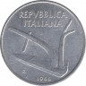 Монета. Италия. 10 лир 1966 год. ав.