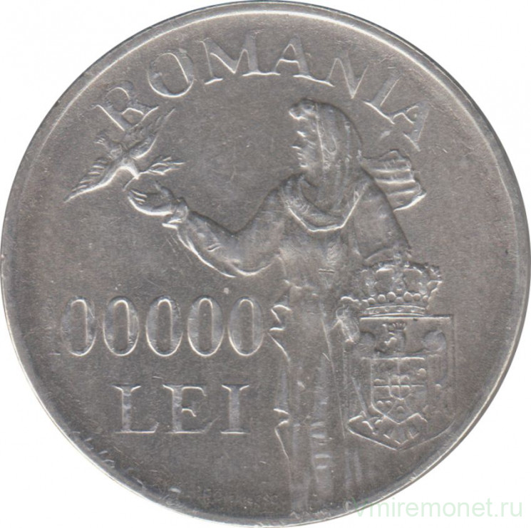 Монета. Румыния. 100000 лей 1946 год.