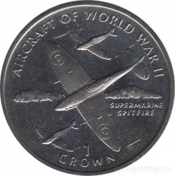 Монета. Великобритания. Остров Мэн. 1 крона 1995 год. Авиация Второй Мировой войны.  Supermarine Spitfire.
