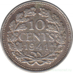 Монета. Нидерланды. 10 центов 1941 год.