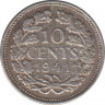 Монета. Нидерланды. 10 центов 1941 год. ав.