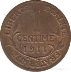 Монета. Франция. 1 сантим 1911 год.