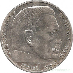 Монета. Германия. Третий Рейх. 2 рейхсмарки 1938 год. Монетный двор - Карлсруэ (G).
