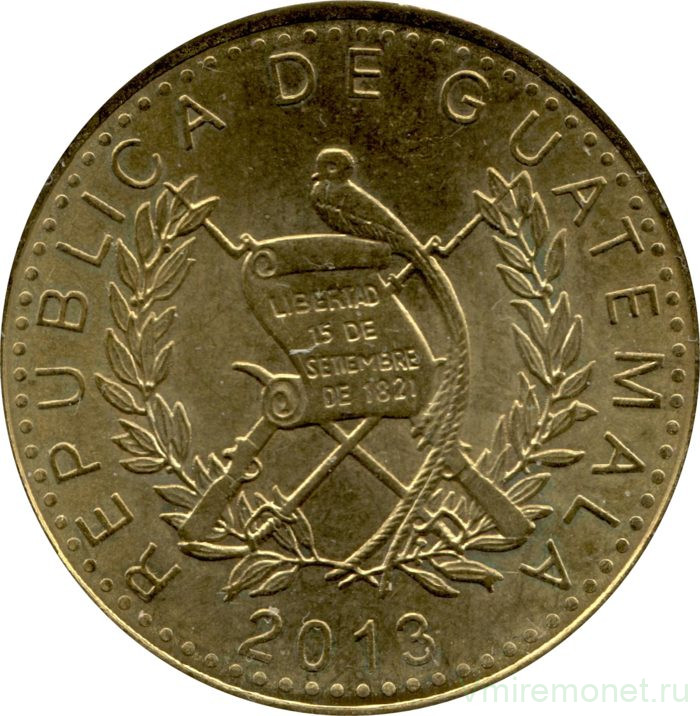 Монета. Гватемала. 1 кетцаль 2013 год.