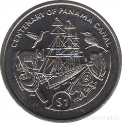 Монета. Великобритания. Британские Виргинские острова. 1 доллар 2014 год. 100 лет Панамскому каналу.