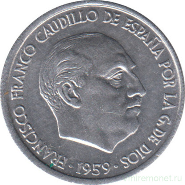 Монета. Испания. 10 сентимо 1959 год.