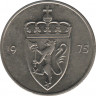  Монета. Норвегия. 50 эре 1975 год. ав.