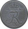  Монета. Дания. 1 эре 1960 год. ав.