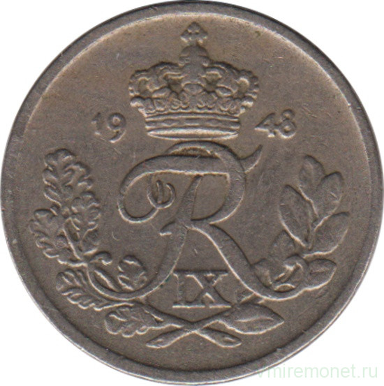 Монета. Дания. 10 эре 1948 год.