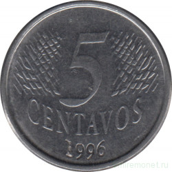 Монета. Бразилия. 5 сентаво 1996 год.