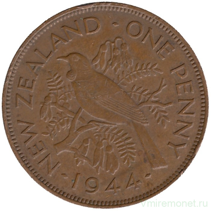 Монета. Новая Зеландия. 1 пенни 1944 год.