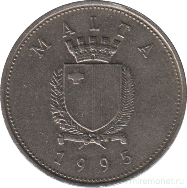 Монета. Мальта. 25 центов 1995 год.