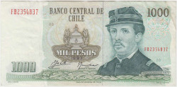 Банкнота. Чили 1000 песо 1993 год. Тип 154е.