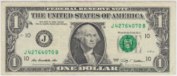 Банкнота. США. 1 доллар 2009 год. J. Тип 530.