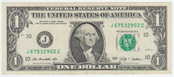 Банкнота. США. 1 доллар 2009 год. Серия J. Тип 530.
