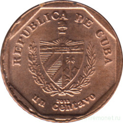 Монета. Куба. 1 сентаво 2013 год (конвертируемый песо). Сталь с медным покрытием.
