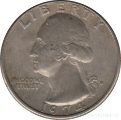 Монета. США. 25 центов 1974 год. Монетный двор D.