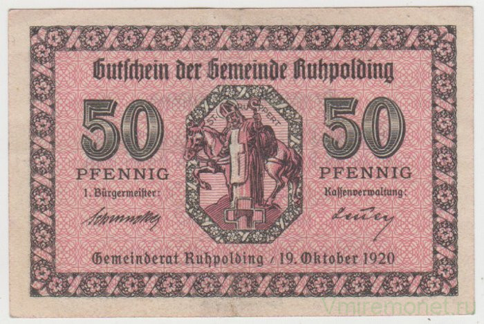 Бона. Нотгельд. Германия. Общество города Руполдинг. 50 пфеннигов 1920 год.