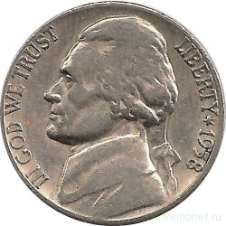 Монета. США. 5 центов 1958 год.  Монетный двор D.