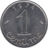 Монета. Франция. 1 сантим 1974 год. ав.
