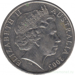 Монета. Австралия. 20 центов 2005 год.