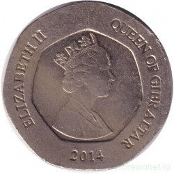 Монета. Гибралтар. 20 пенсов 2014 год.